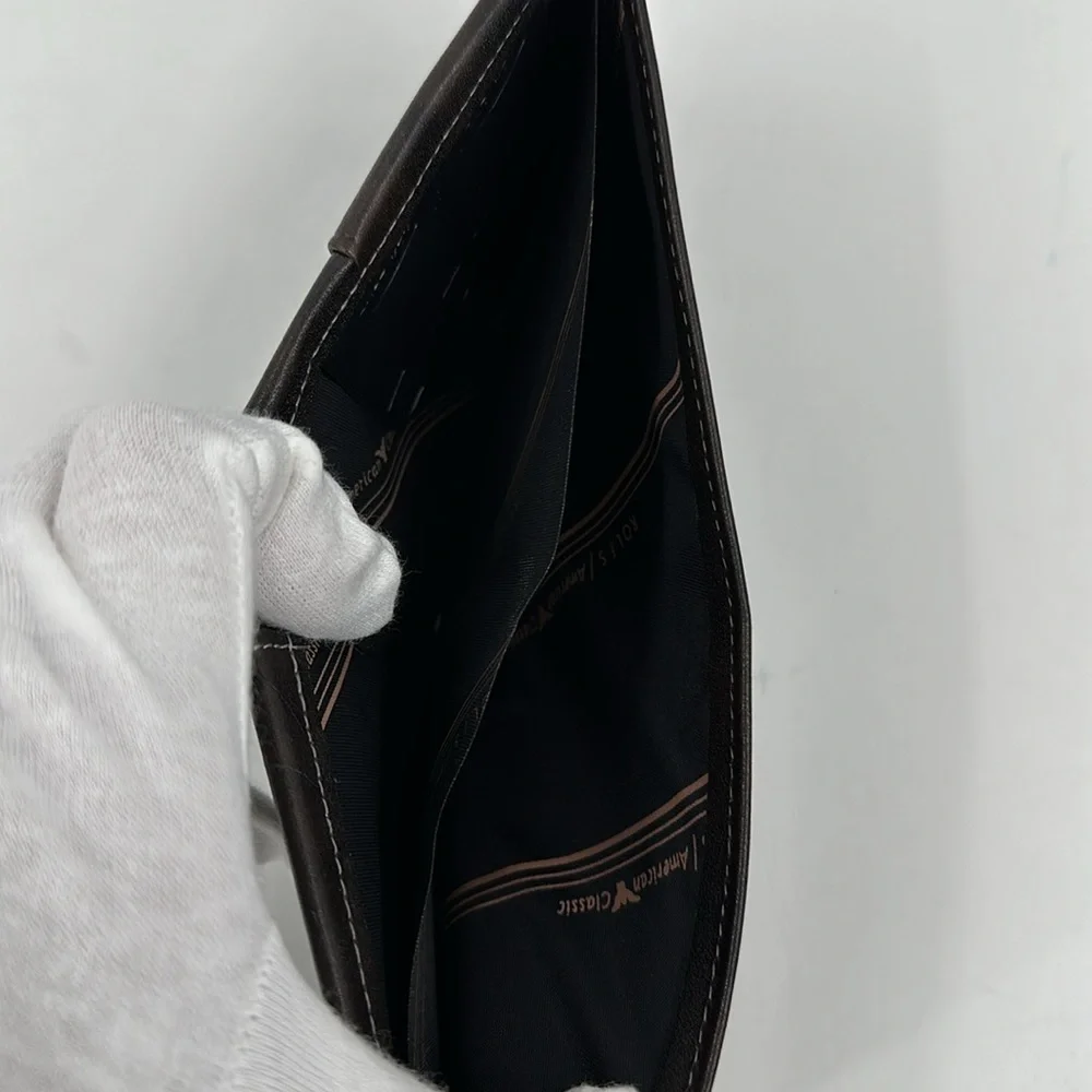 Vintage Rolfs Men's Bi-fold Leather Wallet- Brown